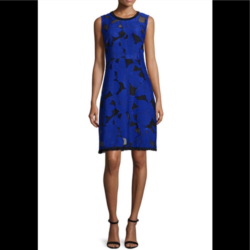 ELIE TAHARI Ophelia Floral Fil Coupe Sleeveless Dress
